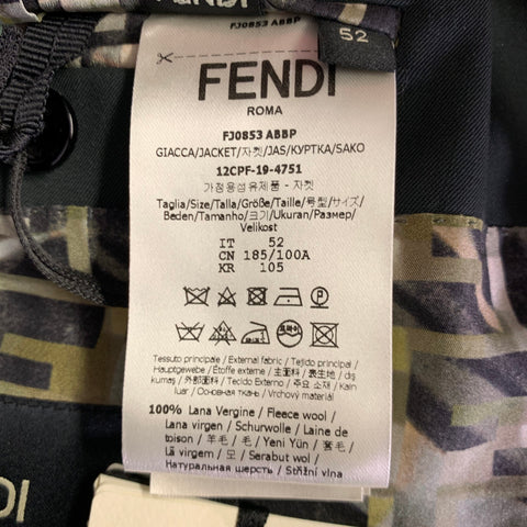 FENDI Size 42 Charcoal Wool Notch Lapel Sport Coat
