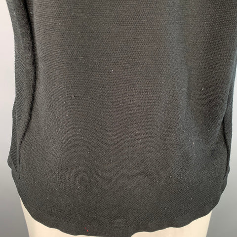 Y-3 Size L Black White Logo Polyester Blend Short Sleeve 1/4 Zip Pullover