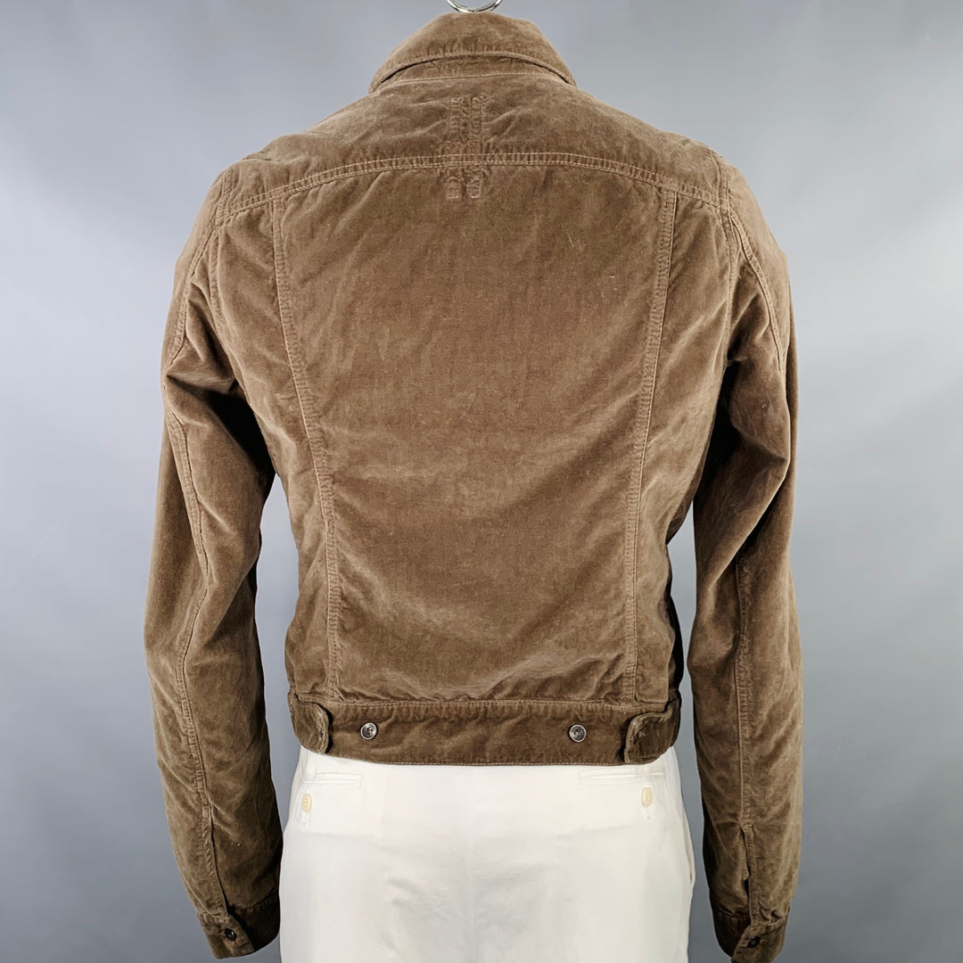 DRKSHDW Size L Brown Taupe Cotton Velvet Trucker Jacket