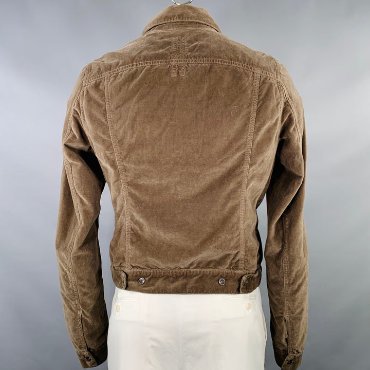 DRKSHDW Size L Brown Taupe Cotton Velvet Trucker Jacket