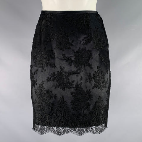 ELLEN TRACY Size 4 Black Rayon Blend Pencil Skirt