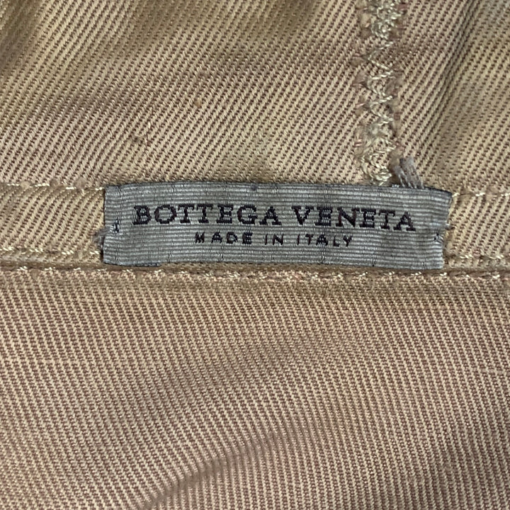 BOTTEGA VENETA Size 40 Khaki Linen Cotton Twill Buckles Zip Up Bondage Jacket