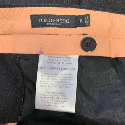 J.LINDEBERG Size 31 Black Pinstripe Wool Blend Flat Front Dress Pants