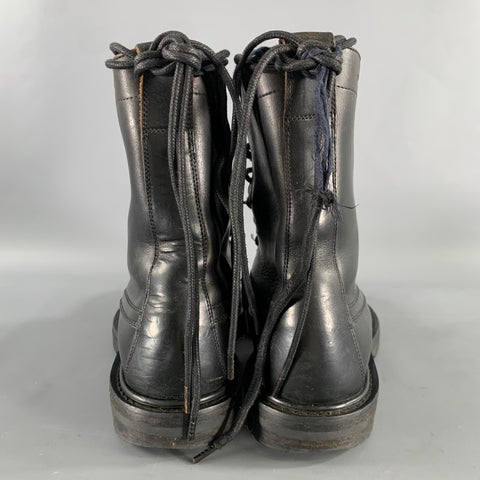 BURBERRY Size 8 Black Leather Lace Up Boots