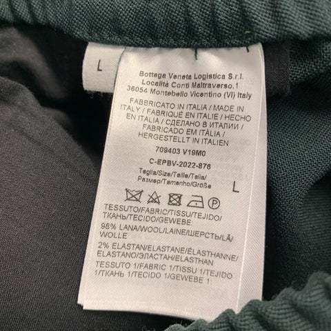 BOTTEGA VENETA Size L Forest Green Off White Wool Blend Casual Pants
