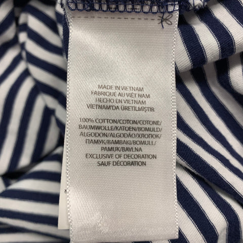 RALPH LAUREN Taille XL Polo à manches courtes en coton à rayures blanches marine