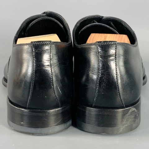 TOM FORD Size 10 Black Leather Cap Toe Oxford Lace-Up Shoes