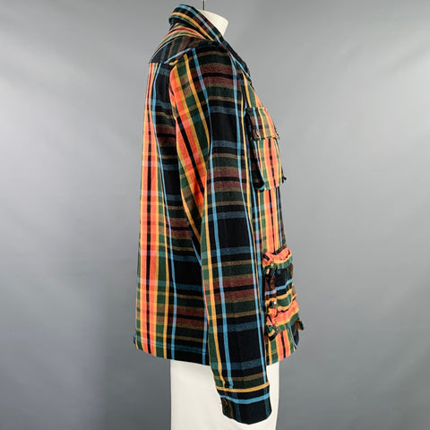 BILLIONAIRE BOYS CLUB Size L Multi Color Plaid Utilitarian Cotton Trucker Jacket