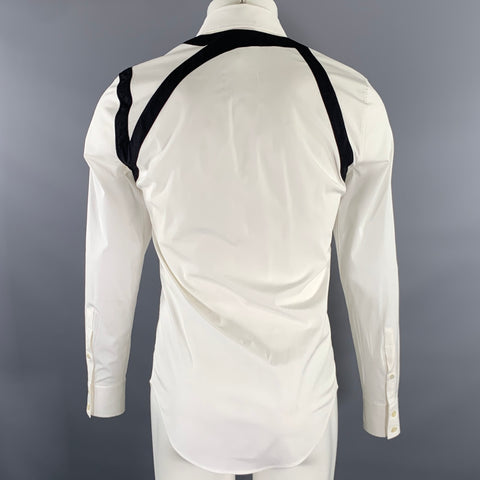 ALEXANDER MCQUEEN Size M White Black Cotton Harness Long Sleeve Shirt