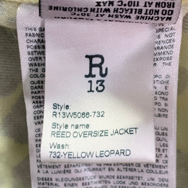 R13 Size S Reed Oversized Yellow Black Animal Print Cotton Trucker Jacket