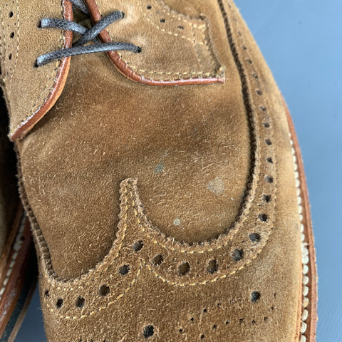 ALDEN Size 12.5 Brown Perforated Suede Wingtip Lace-Up Shoes