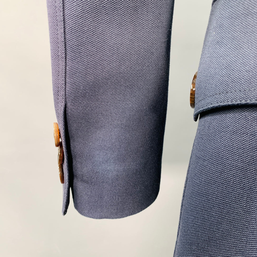 BURBERRY PRORSUM SS07 Size 38 Navy Rhinestone Cotton Wool Military Style Peacoat