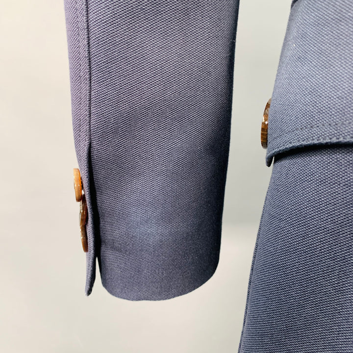 BURBERRY PRORSUM SS07 Size 38 Navy Rhinestone Cotton Wool Military Style Peacoat