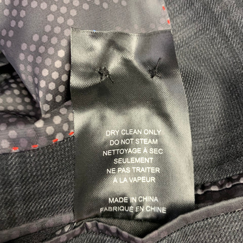 SUITOR Size 40 Black Charcoal Glenplaid Polyester Blend Suit