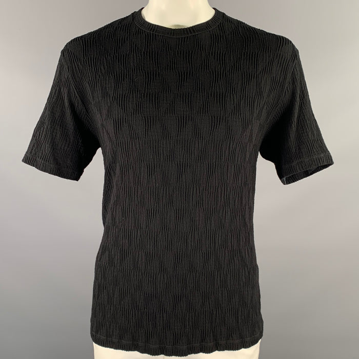 GIORGIO ARMANI Size XL Black Jacquard Viscose Blend T-shirt