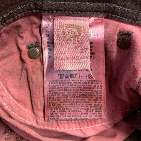 DIESEL Size 27 Tepphar Red Cotton Blend Carrot Tapered Slim Distressed Jeans
