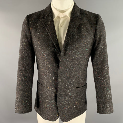 CALVIN KLEIN Size 38 Grey Speckled Wool Silk Sport Coat