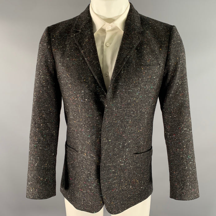 CALVIN KLEIN Size 38 Grey Speckled Wool Silk Sport Coat