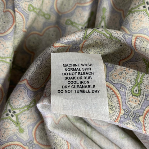 ETRO Size M Green Blue Print Cotton Button Up Long Sleeve Shirt