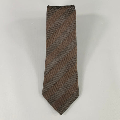 BURBERRY Brown Textured Silk Blend Tie