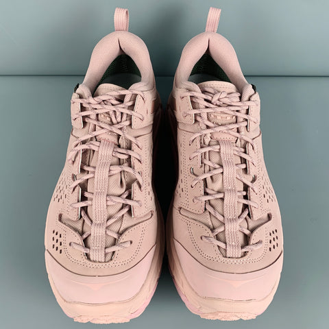 HOKA Size 9.5 Pink Leather Lace-Up Athletic Sneakers