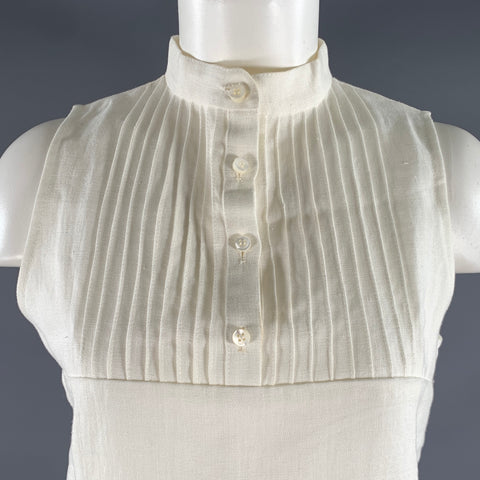 FARELLA Size M White Linen Tuxedo Dress