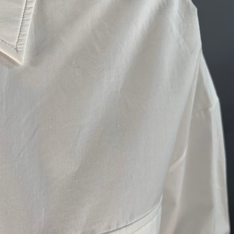 KHAITE Size XS White Cotton Oversized Two Pockets Blouse