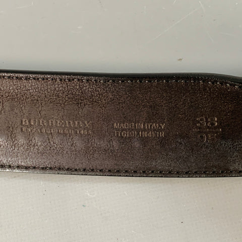 BURBERRY Size 38 Black Leather Zipper Belt