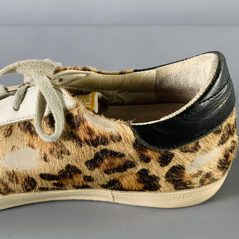 GOLDEN GOOSE Size 9 Beige Brown Calf Hair Mixed Patterns Low Top Sneakers