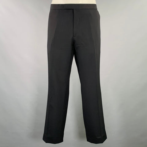 RALPH LAUREN Size 37 Black Wool Tuxedo Dress Pants