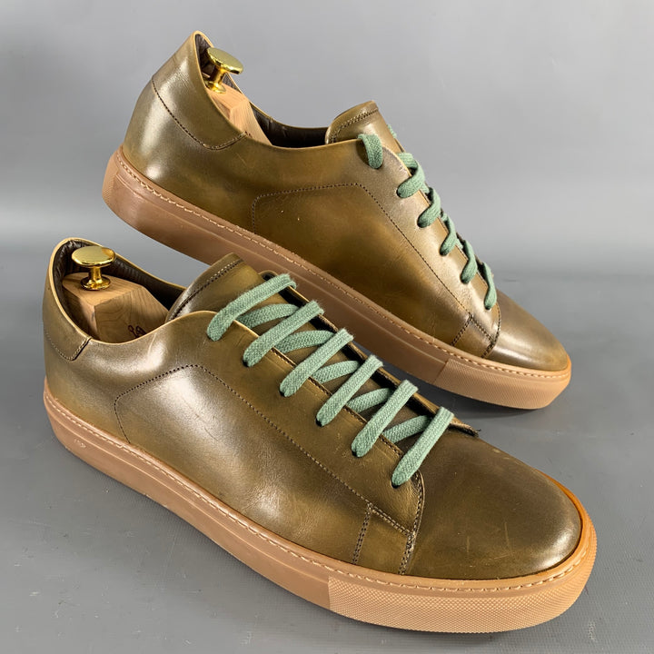 KLEIN EPSTEIN & PARKER Size 11 Green Olive Shimmery Patent Leather Sneakers