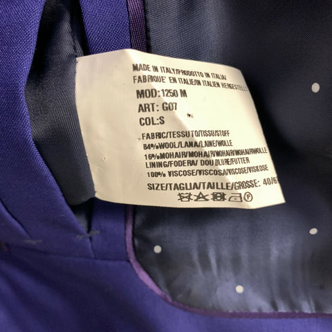 PAUL SMITH Chest Size 40 Regular Blue Royal Blue Wool  Mohair Notch Lapel Suit