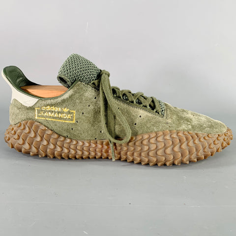 ADIDAS 2018 Size 10 Kamanda Green Brown Suede Rubber Sole Sneakers