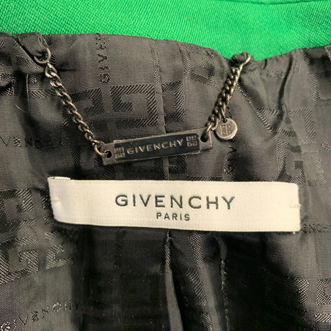 GIVENCHY Size 4 Green Polyester Wool Single Breasted Belted Jacket