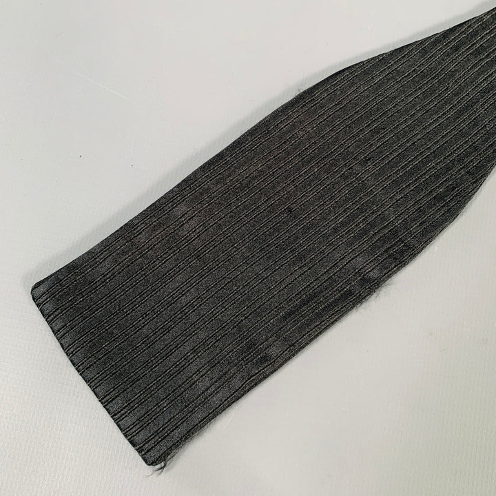 CHARVET Black Textured Stripe Silk Bow Tie