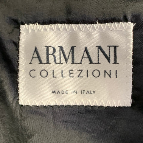 ARMANI COLLEZIONI Size 46 Grey Charcoal Twill Wool Cotton Double Breasted Coat