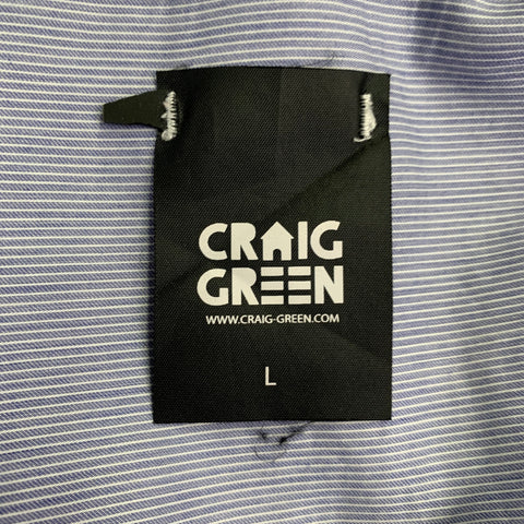 CRAIG GREEN Size L Blue White Stripe Cotton One Pocket Long Sleeve Shirt