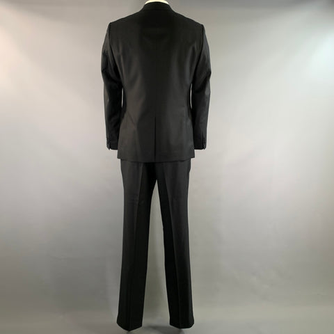 THEORY Chest Size 42 Black Solid Wool Notch Lapel 36 35 Suit