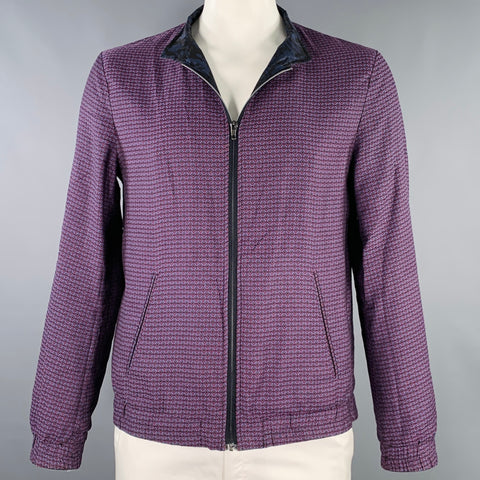 ETRO Size L Blue Black Multi Color Polyester Reversible Jacket