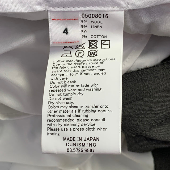 VISVIM Size L Dalton Slacks Grey Wool Linen Tapered Zip Fly Dress Pants