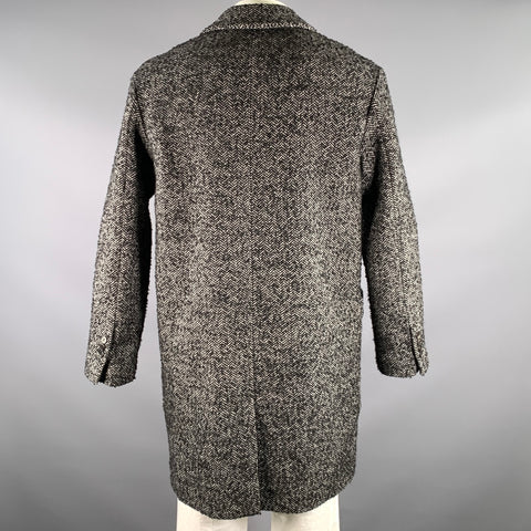 AMI by ALEXANDRE MATTIUSSI Size 40 Grey Black Herringbone Wool Blend Coat