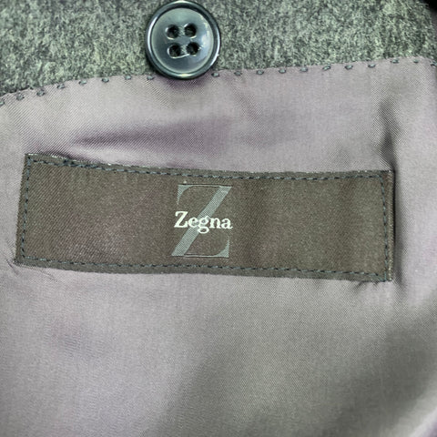 Z ZEGNA Size 40 Long Grey Angora Blend Single Breasted Sport Coat