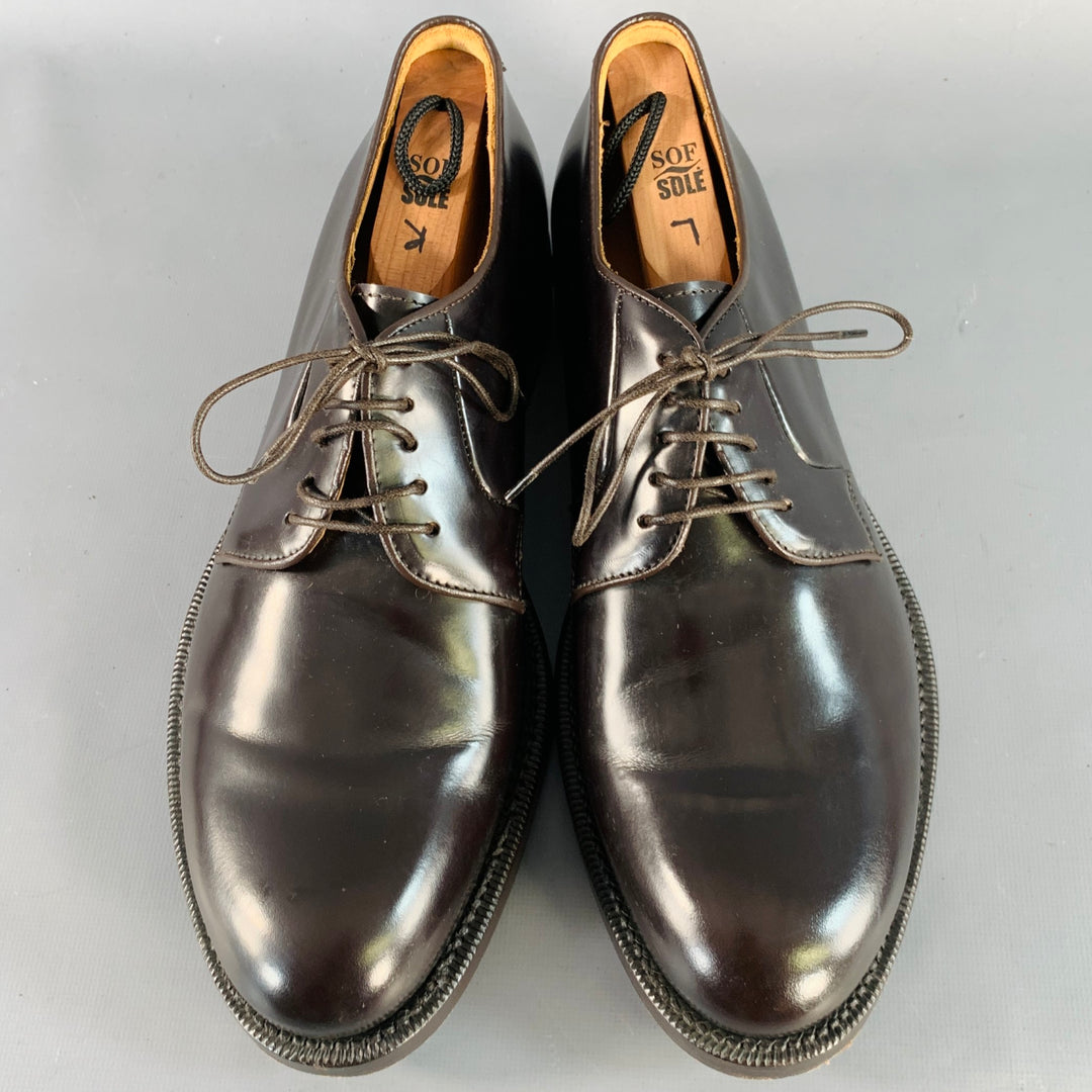 RAF SIMONS Size 8 Brown Leather Derby Lace-Up Shoes