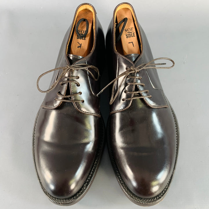 RAF SIMONS Size 8 Brown Leather Derby Lace-Up Shoes
