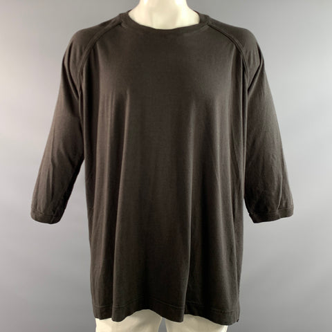 O PROJECT Size XL Black COTTON HEMP 3/4 Sleeves Long Sleeve Shirt