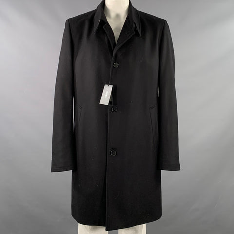 BOSS by HUGO BOSS Size 46 The Task 3 Black Virgin Wool Blend Over Coat