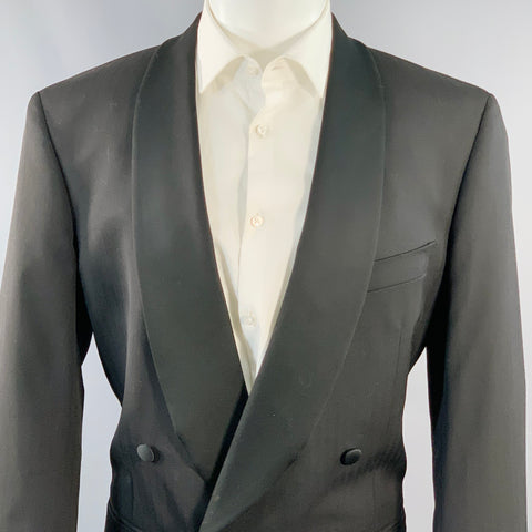 SAMUELSOHN Size 40 Black Wool Shawl Collar Double Breasted Tuxedo