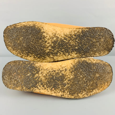 CLARKS Size 8.5 Tan Leather Moccasin Lace-Up Shoes