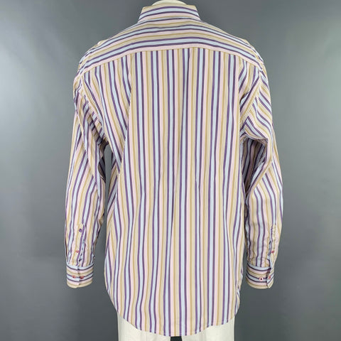 ROBERT GRAHAM Size XXL White Multi Color Stripe Cotton Long Sleeve Shirt
