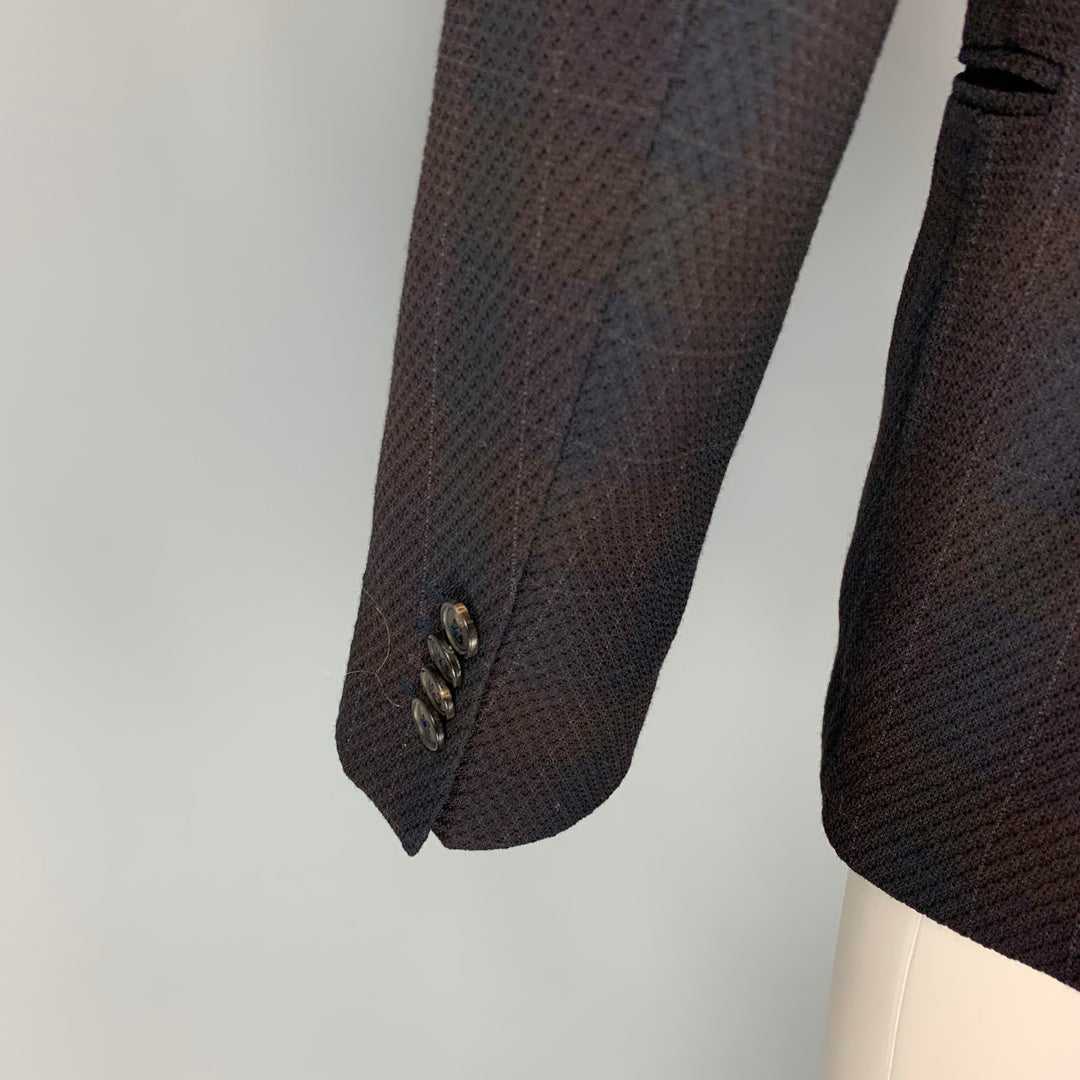 PAUL SMITH Soho Fit Size 40 Regular Brown & Navy Plaid Wool Notch Lapel Sport Coat